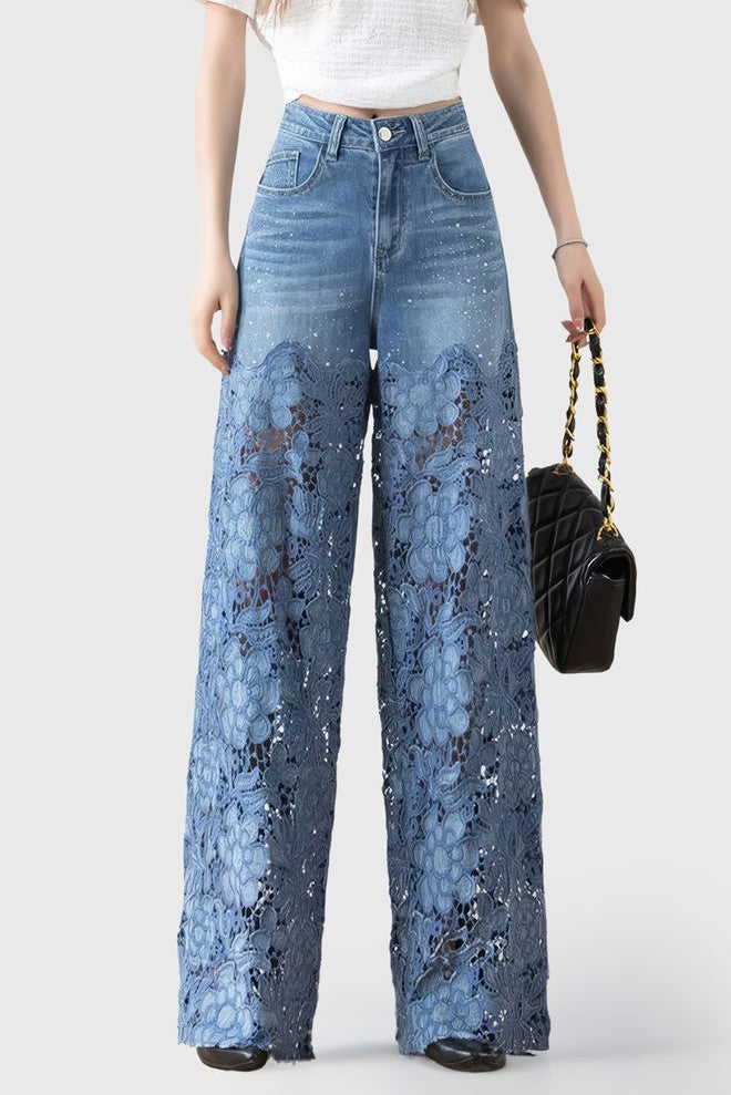 Camila Lace Patchwork Jeans - Stellouette