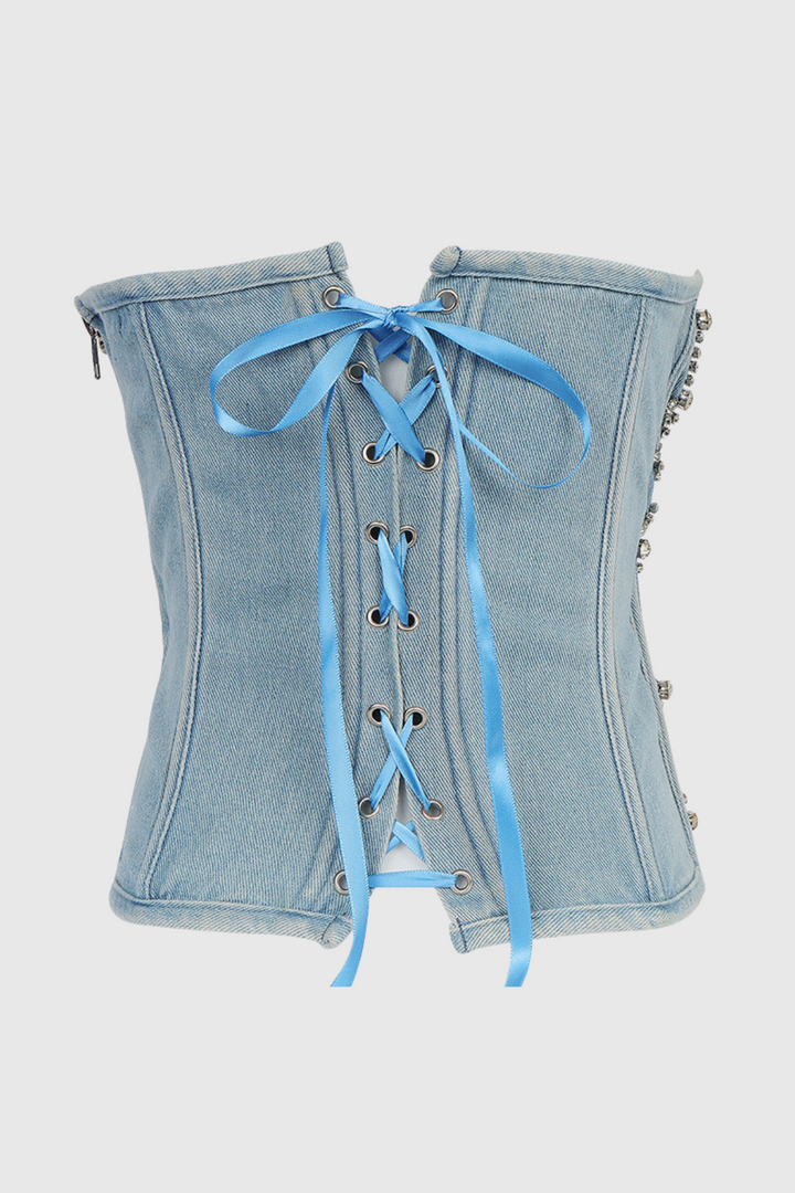 Camryn Diamante Denim Top - Stellouette