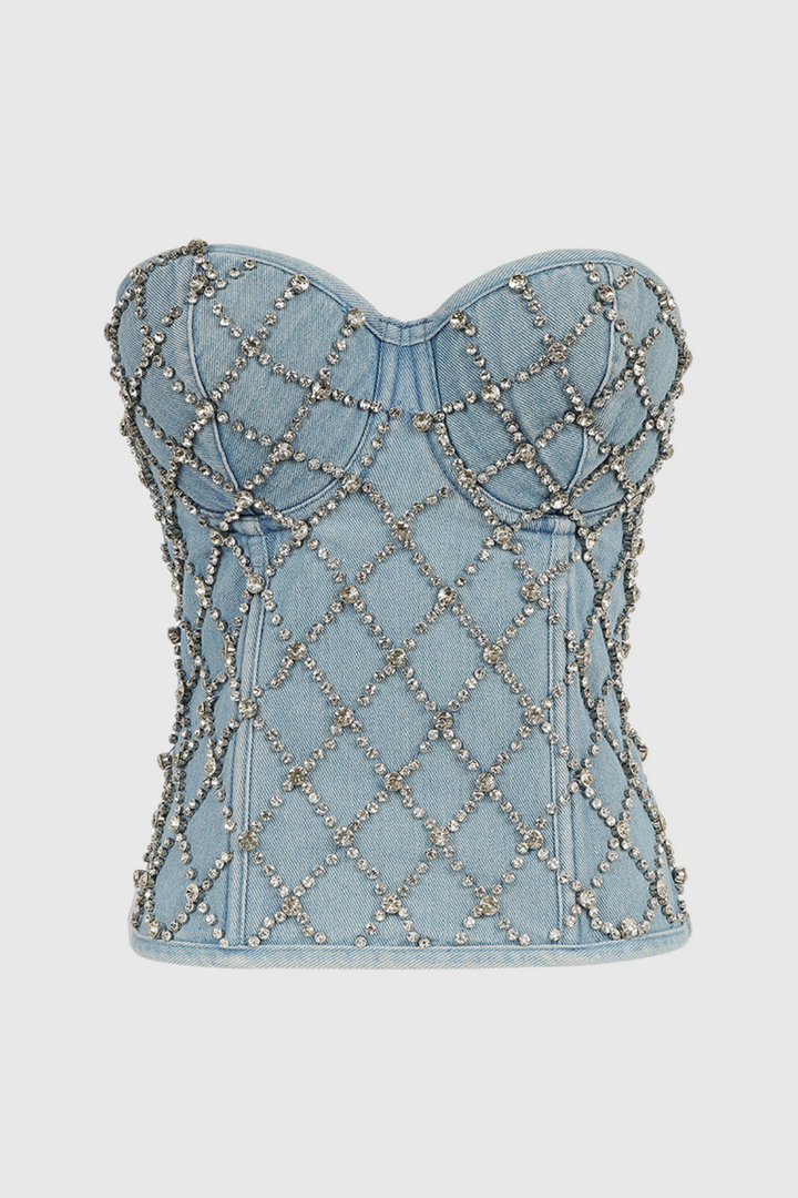 Camryn Diamante Denim Top - Stellouette