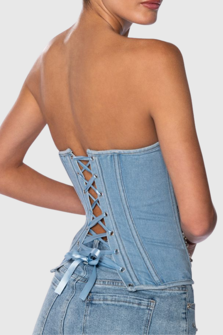 Camryn Diamante Denim Top - Stellouette