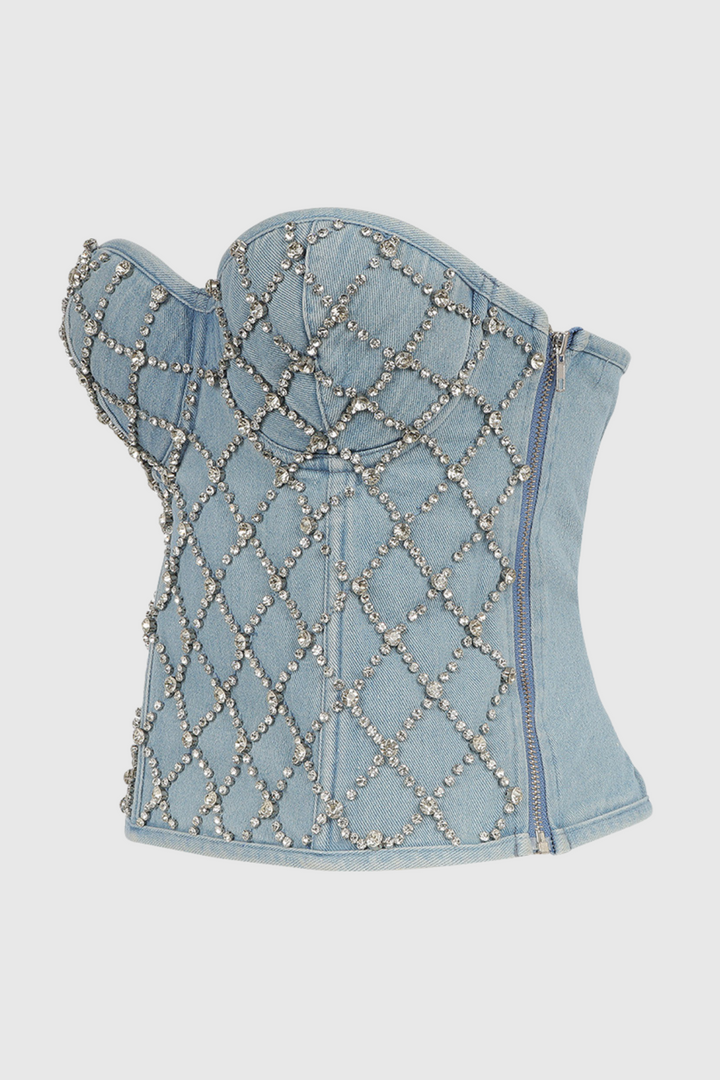 Camryn Diamante Denim Top - Stellouette