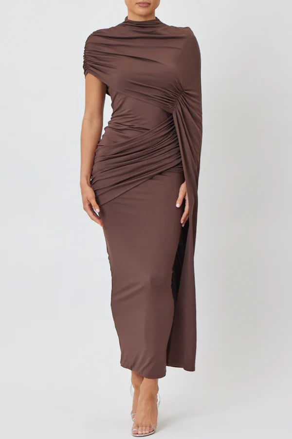 Casto Shawl Draped Midi Dress
