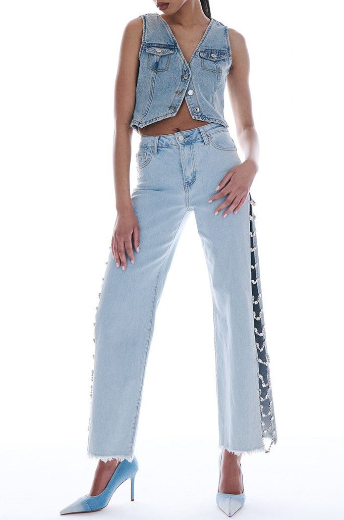 Cataya Diamnate Split Jeans - Stellouette