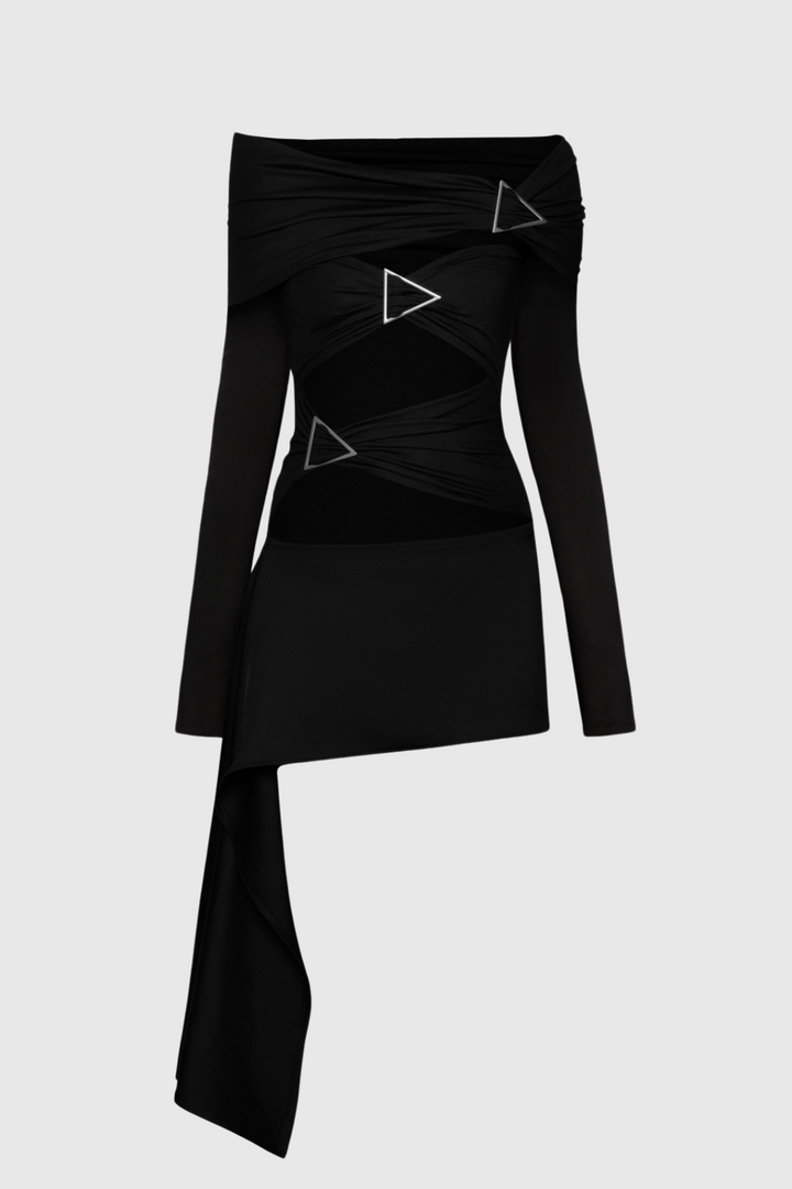 Christe Asymmetric Cutout Mini Dress - Stellouette