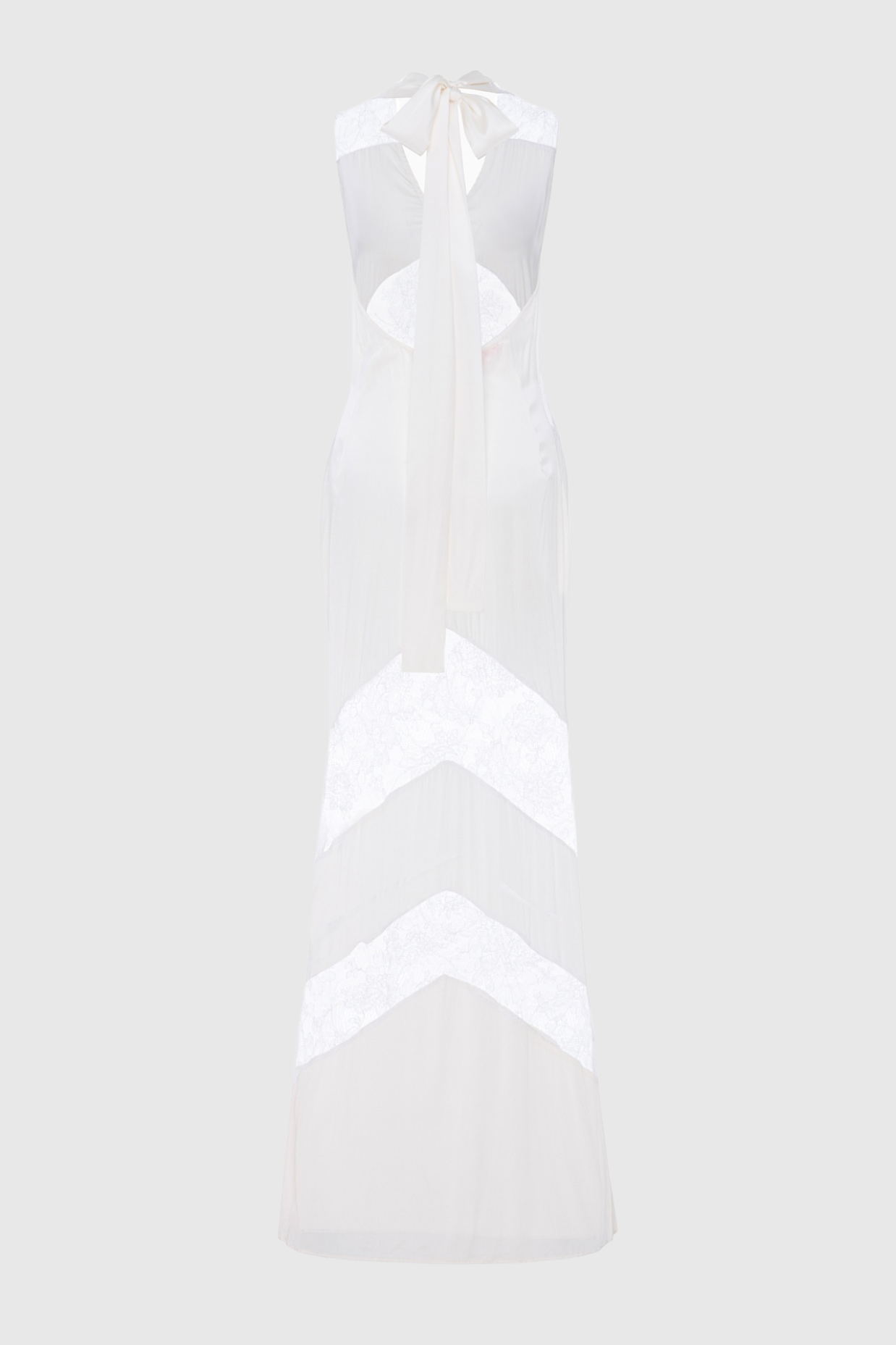 Clora Satin Halter Lace Maxi Dress - White