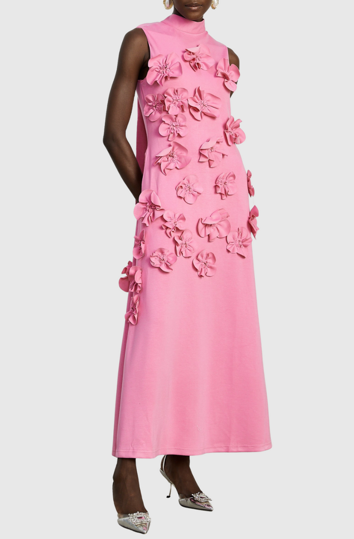 Dekeda Floral Appliqué Bow-tie Sleeveless Maxi Dress - Stellouette