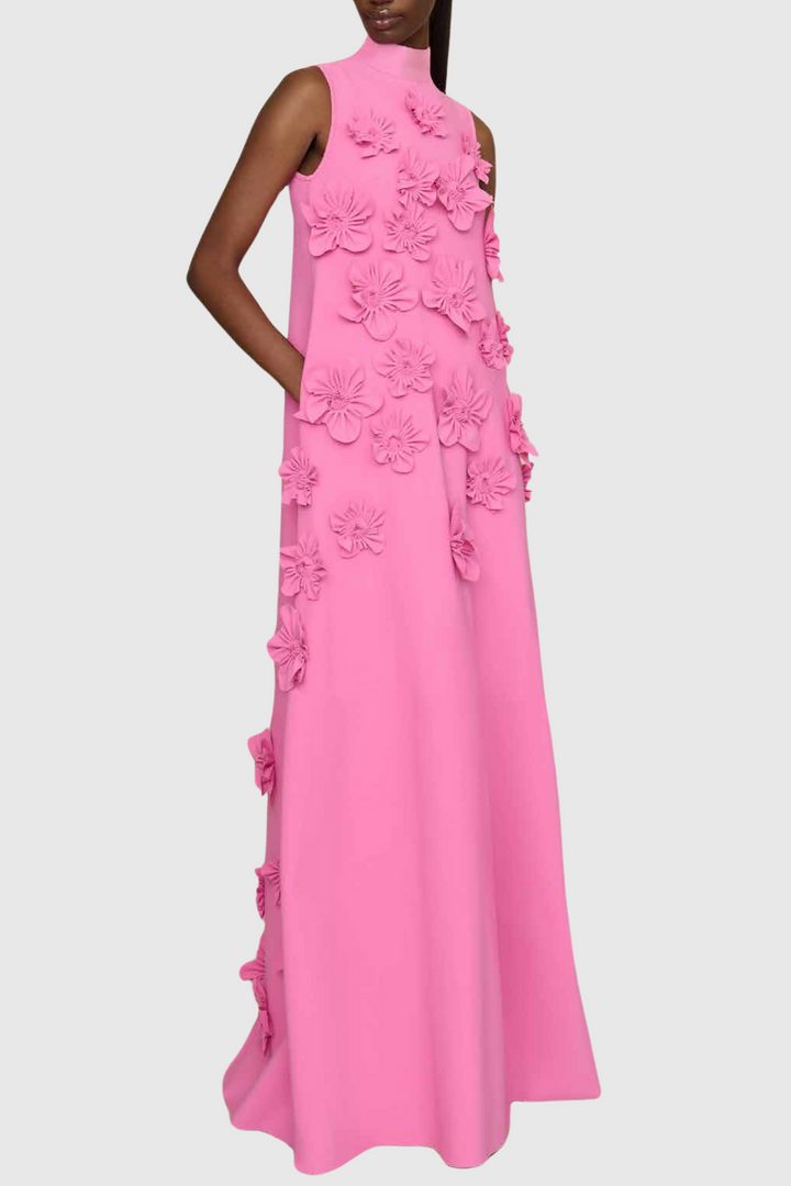 Dekeda Floral Appliqué Bow-tie Sleeveless Maxi Dress - Stellouette