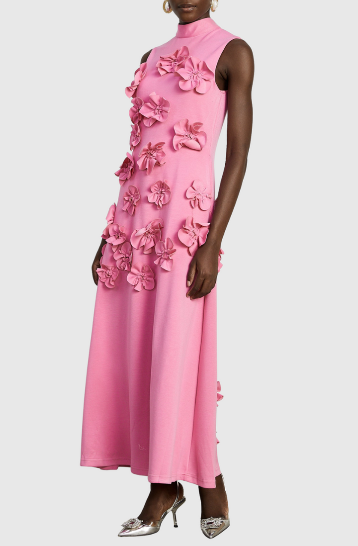 Dekeda Floral Appliqué Bow-tie Sleeveless Maxi Dress - Stellouette