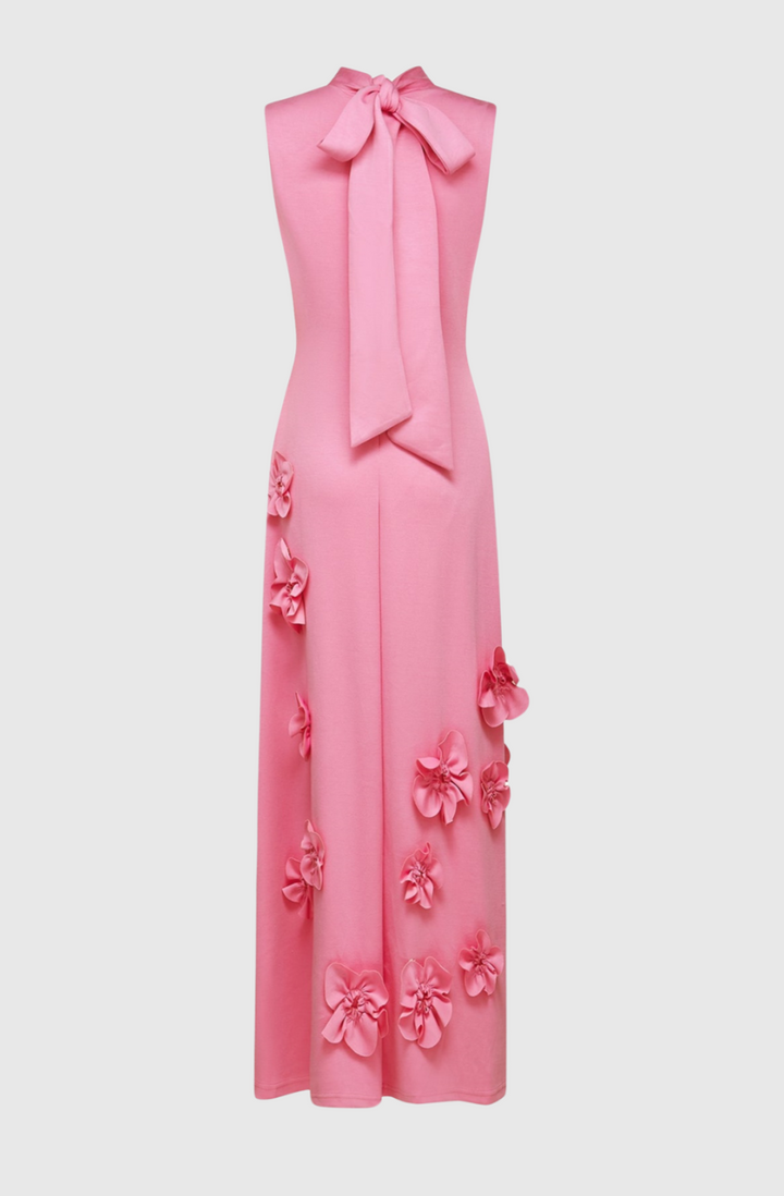 Dekeda Floral Appliqué Bow-tie Sleeveless Maxi Dress - Stellouette