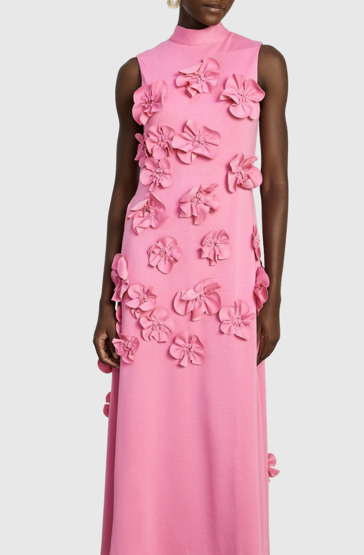 Dekeda Floral Appliqué Bow-tie Sleeveless Maxi Dress - Stellouette