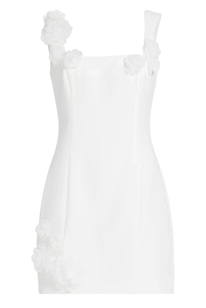 Dilanne Floral Appliqué Mini Dress - White - Stellouette