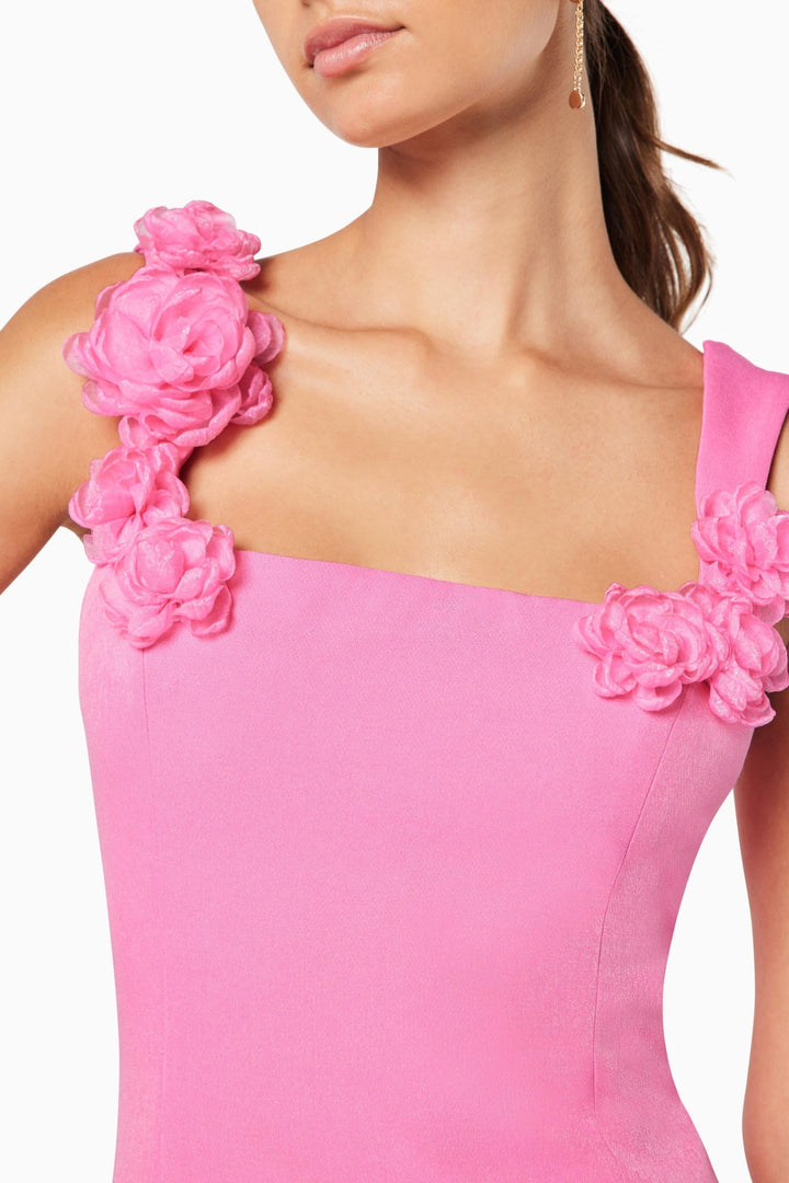 Dilanne Floral Appliqué Mini Dress - Pink - Stellouette