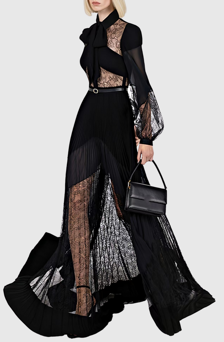 Dimaia Lace Pleated Maxi Dress - Stellouette