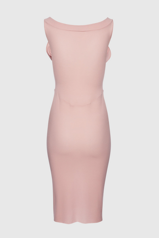Dinella Floral Appliqué Corset Midi Dress - Pink