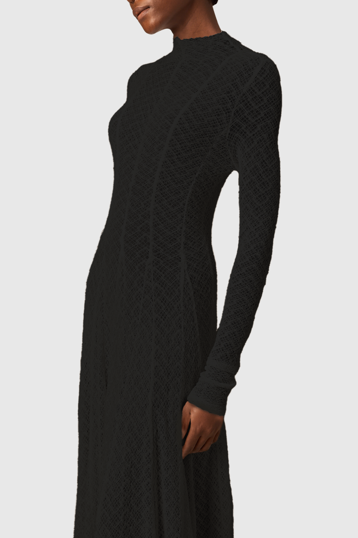 Dodiya Wavy-pattern Lace Maxi Dress - Black