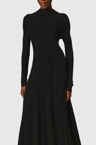 Dodiya Wavy-pattern Lace Maxi Dress - Black