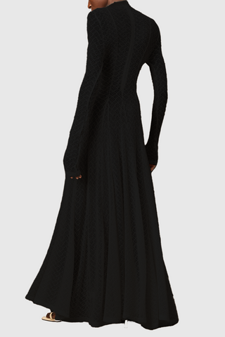 Dodiya Wavy-pattern Lace Maxi Dress - Black