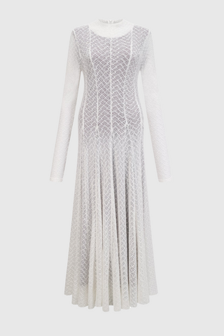 Dodiya Wavy-pattern Lace Maxi Dress - White
