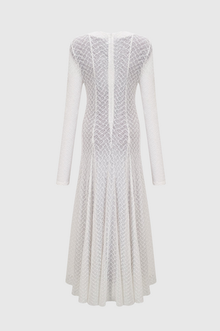 Dodiya Wavy-pattern Lace Maxi Dress - White