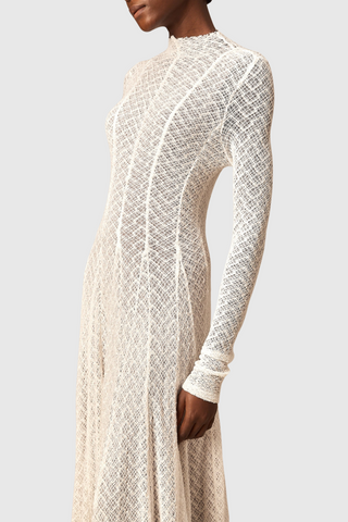 Dodiya Wavy-pattern Lace Maxi Dress - White