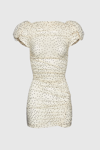 Eadlla Ruched Polka Dot Mini Dress