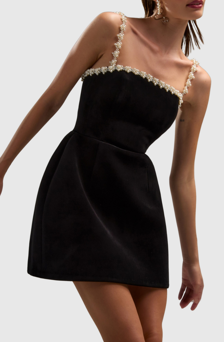 Eiondre Pearl Embellished Mini Bandage Dress - Stellouette