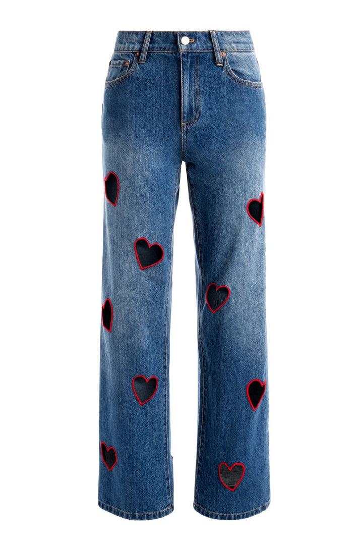 Elowen Heart Embroidered Cutout Jeans - Stellouette