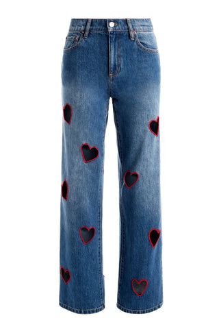 Elowen Heart Embroidered Cutout Jeans - Stellouette