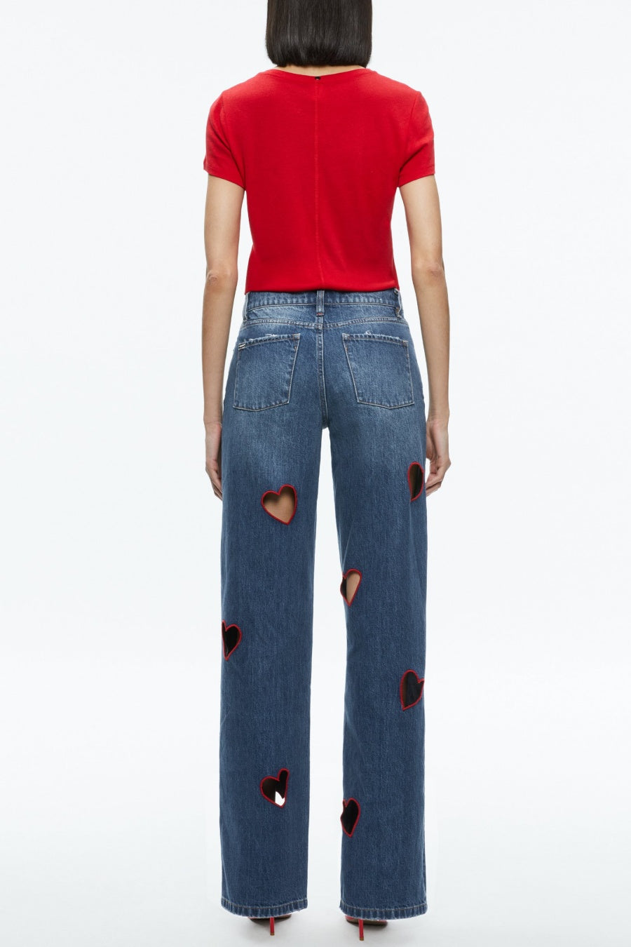 Elowen Heart Embroidered Cutout Jeans - Stellouette