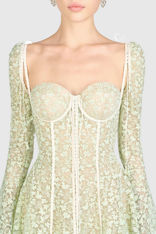 Emani Floral Lace Corset Mini Dress - Mint
