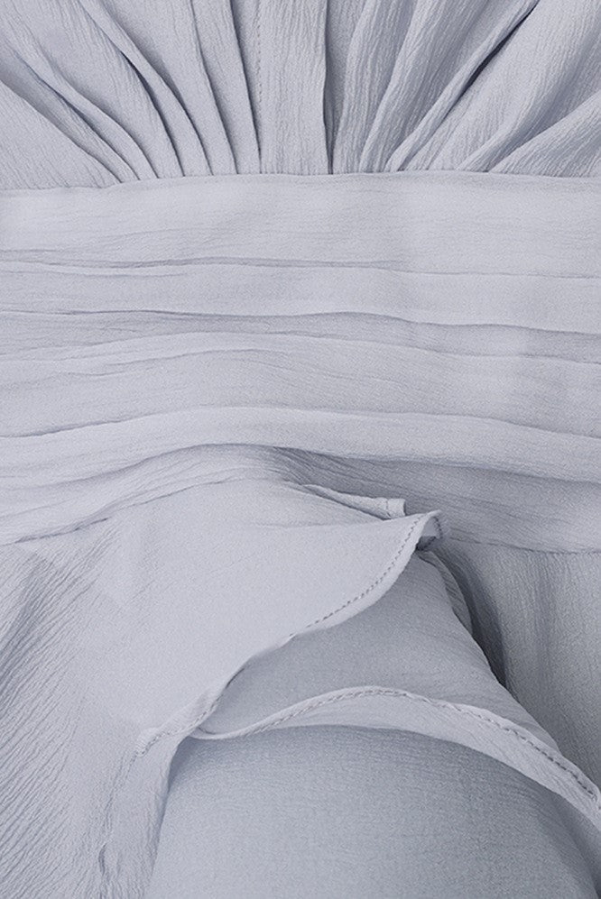 Ember Ruched Ruffle Mini Dress - Blue - Stellouette