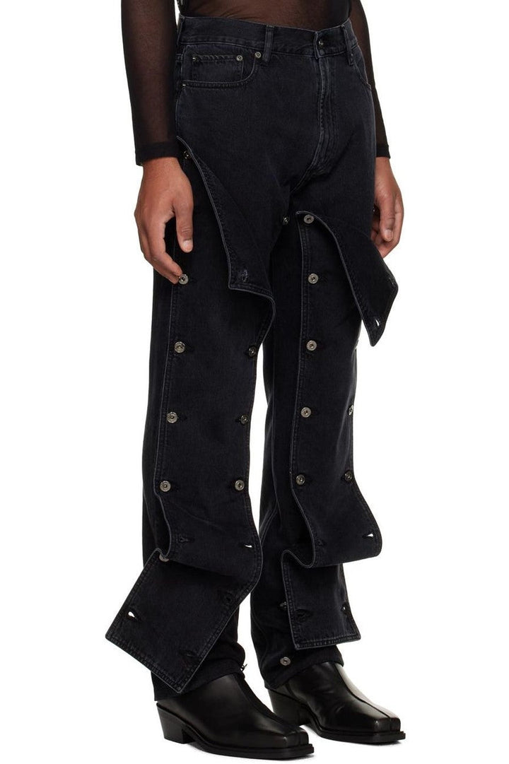 Emmalyn Patchwork Button Jeans - Black - Stellouette