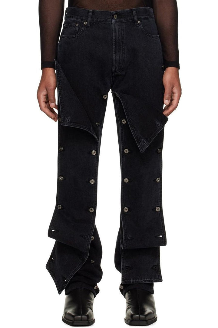 Emmalyn Patchwork Button Jeans - Black - Stellouette