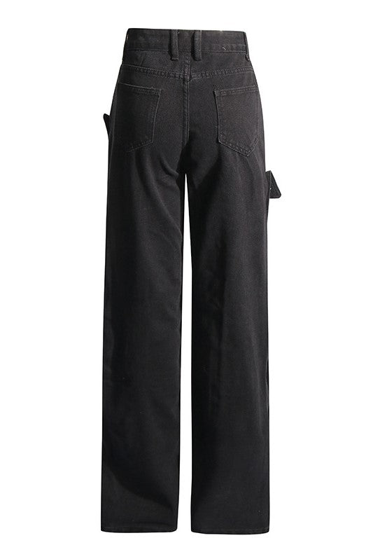 Emmalyn Patchwork Button Jeans - Black - Stellouette