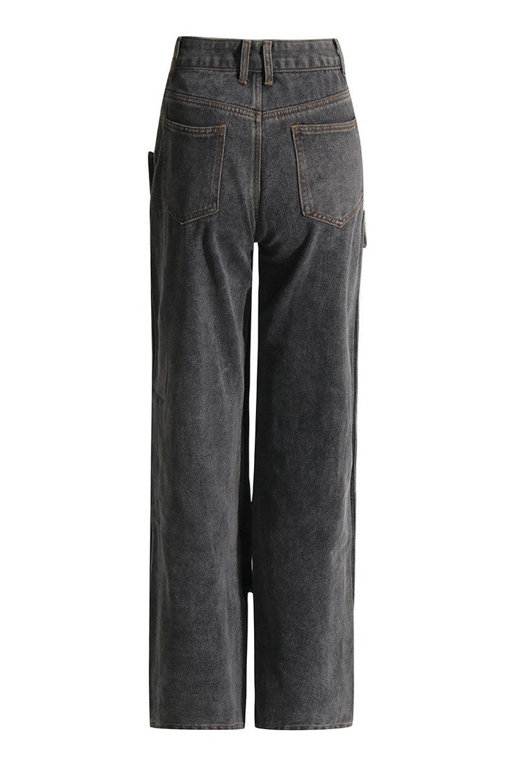 Emmalyn Patchwork Button Jeans - Grey - Stellouette