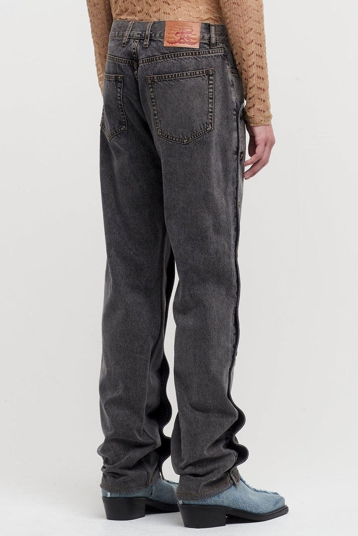 Emmalyn Patchwork Button Jeans - Grey - Stellouette