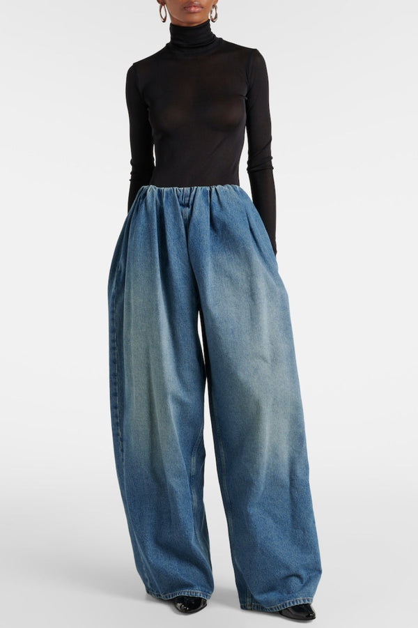Emryn Ruched Wide-leg Jeans - Stellouette