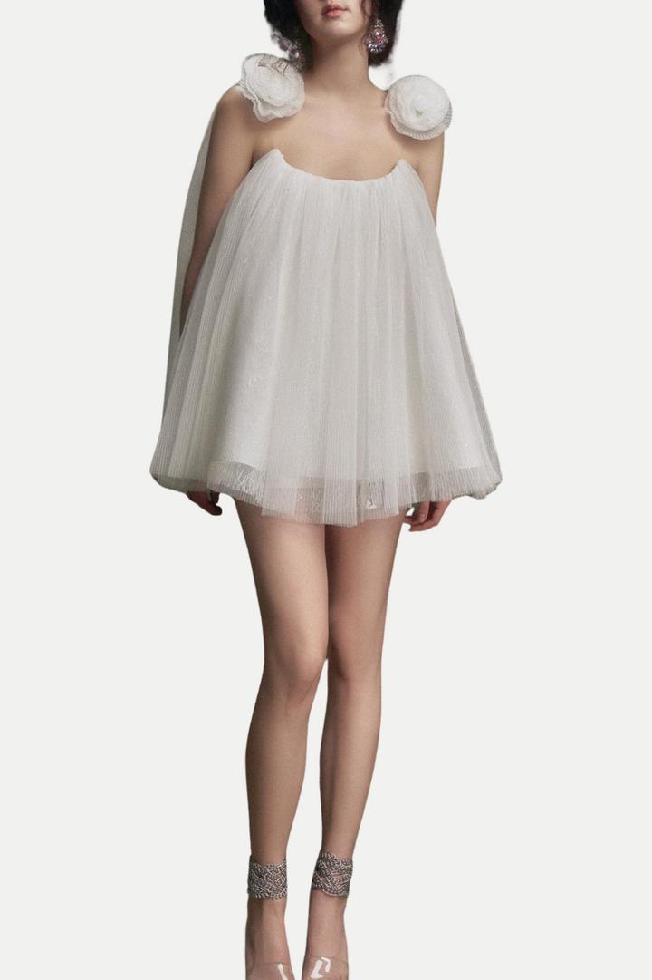 Eorland Floral Chiffon Ruched Mini Dress - Stellouette