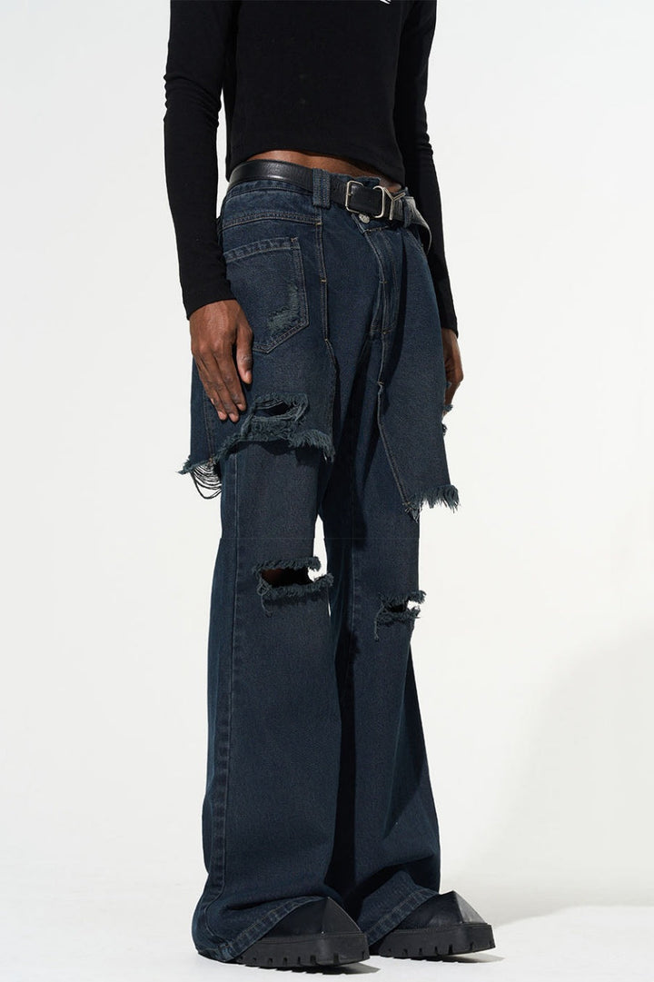 Freesia Torn Fringe Patchwork Jeans - Stellouette