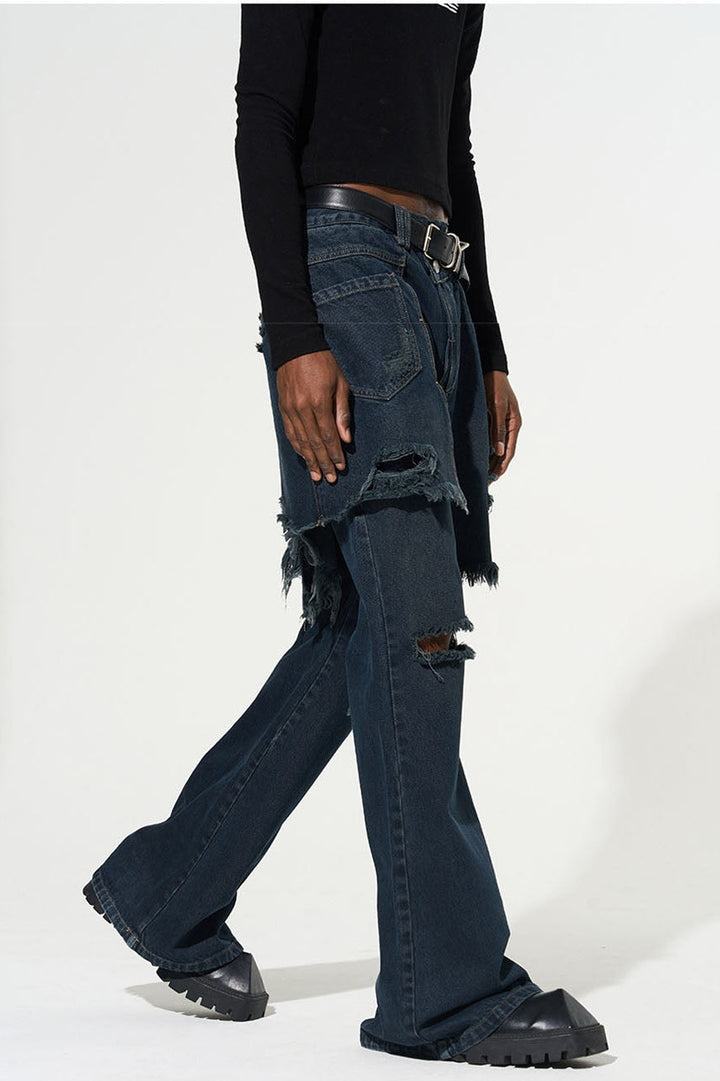 Freesia Torn Fringe Patchwork Jeans - Stellouette