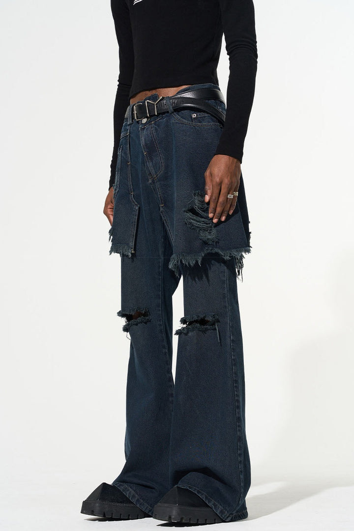 Freesia Torn Fringe Patchwork Jeans - Stellouette
