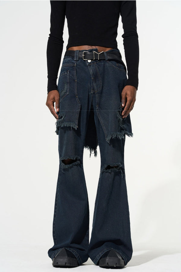 Freesia Torn Fringe Patchwork Jeans - Stellouette