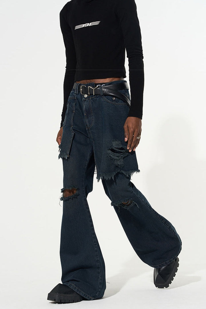 Freesia Torn Fringe Patchwork Jeans - Stellouette