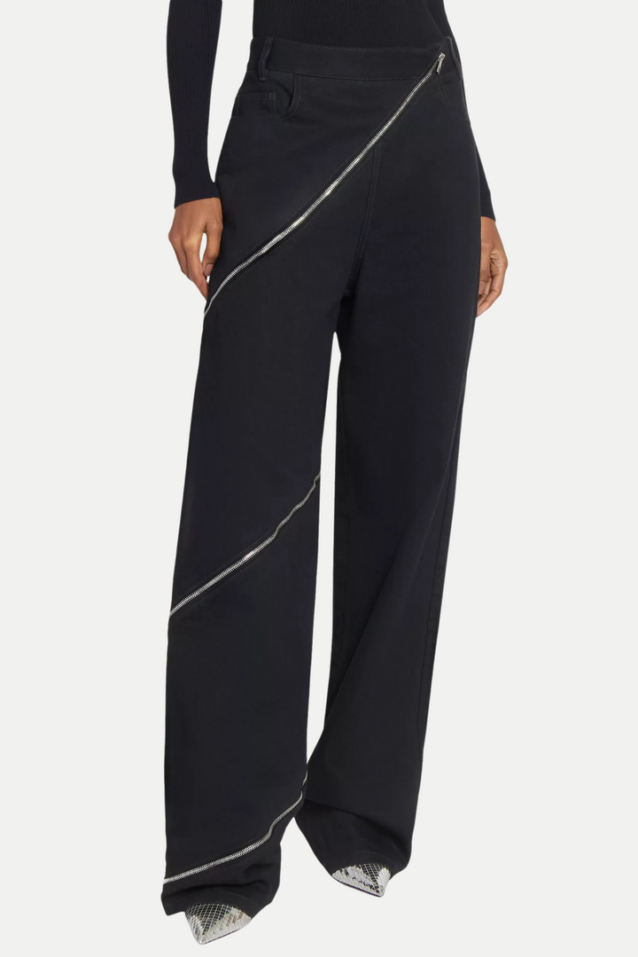 Gafna Spiral Zipper Jeans - Black - Stellouette