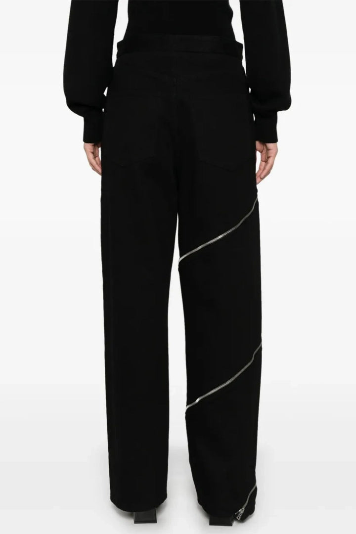 Gafna Spiral Zipper Jeans - Black - Stellouette