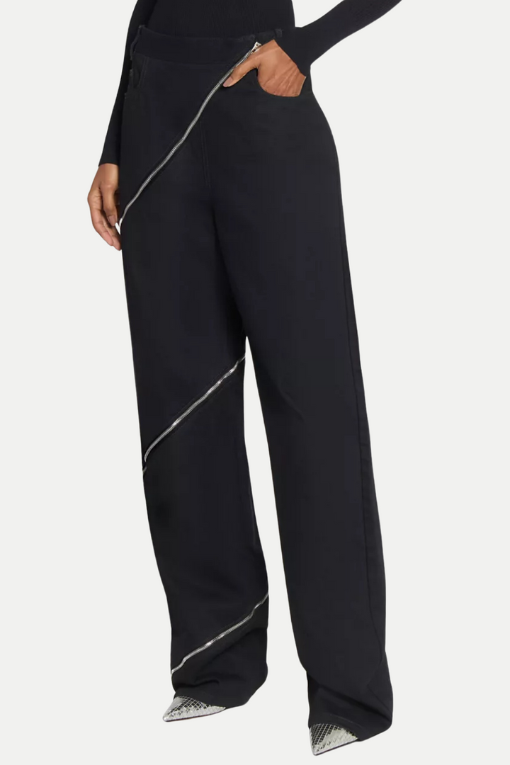 Gafna Spiral Zipper Jeans - Black - Stellouette
