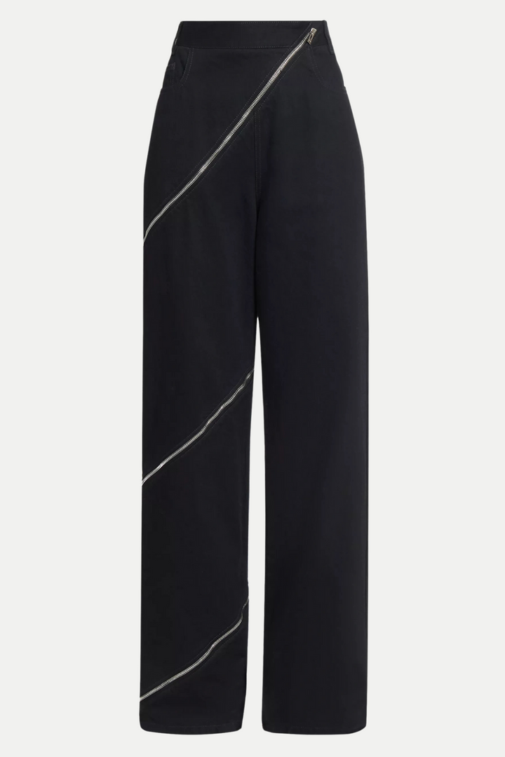 Gafna Spiral Zipper Jeans - Black - Stellouette