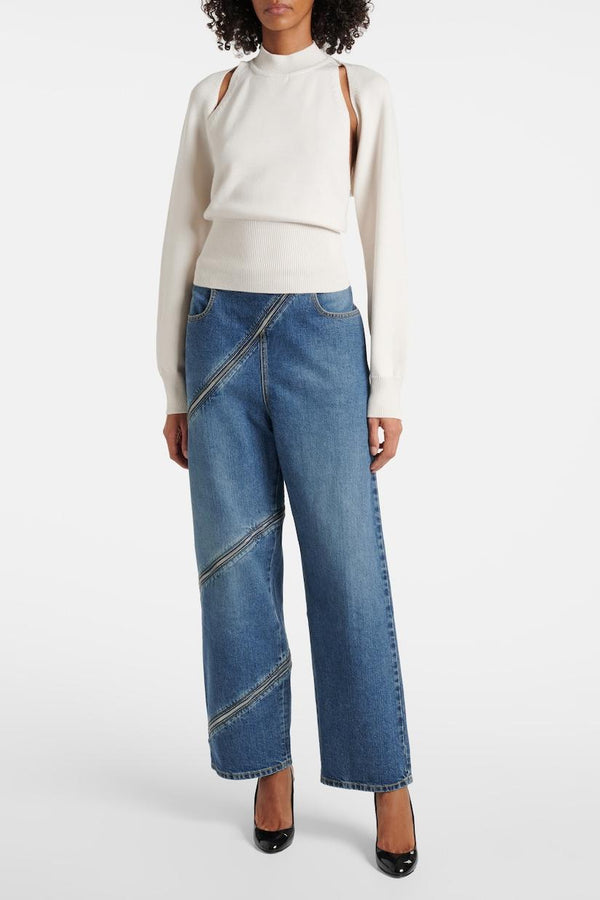 Gafna Spiral Zipper Jeans - Blue - Stellouette