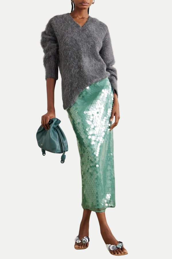 Gawaya Sequin Tulle Midi Skirt - Stellouette