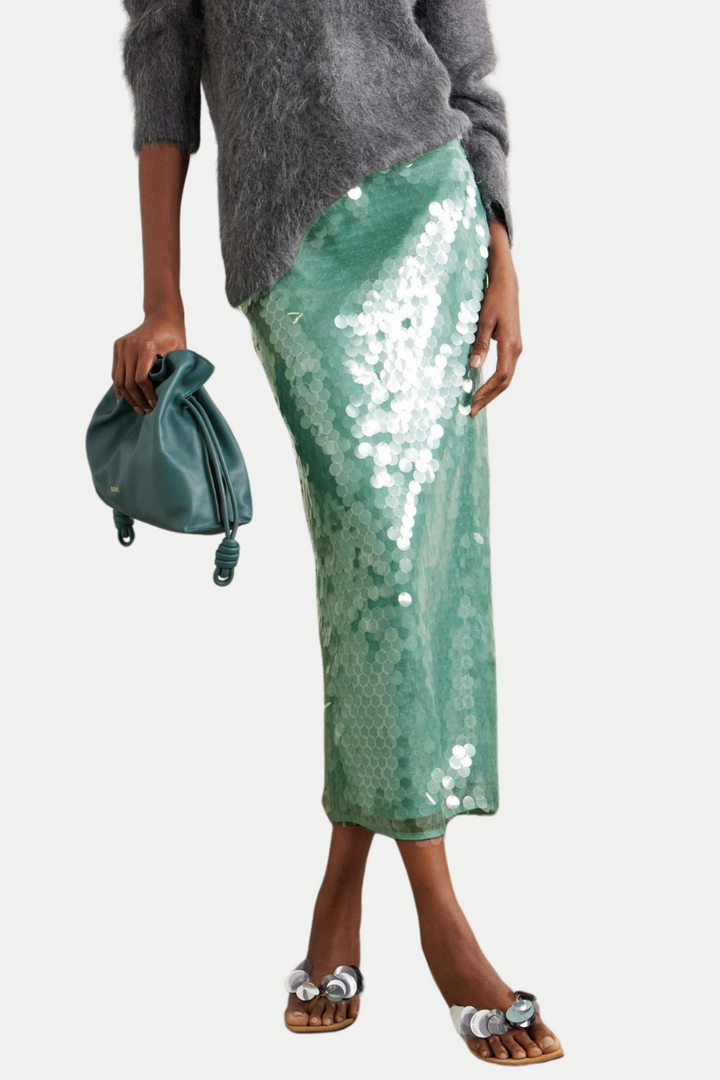 Gawaya Sequin Tulle Midi Skirt - Stellouette